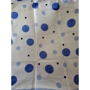 Burmel Cotton Linen Head Scarf Cravat Blue Black White Ploka Dots Square Vintage